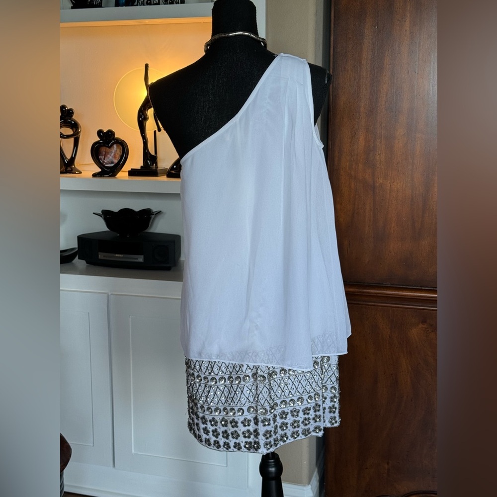 Aiden Mattox White One‎ Shoulder Mini Dress - Picture 4 of 11